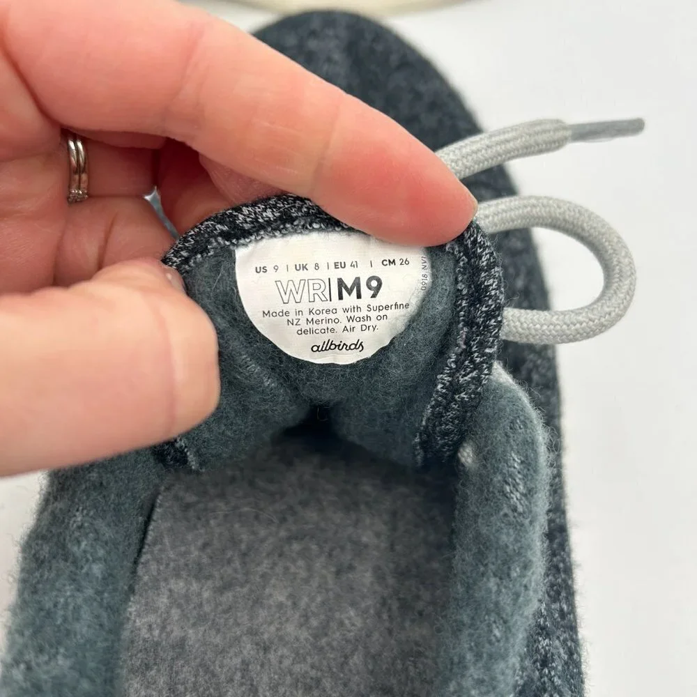 ALLBIRDS Women's Gray Wool Washable Lace Up Running Sneakers Shoes Size 9